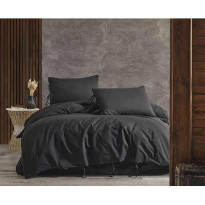 Ensemble de housse de couette avec deux taies décoratives couleur unie en polyester uni polyester 104 pi x 90 pi
