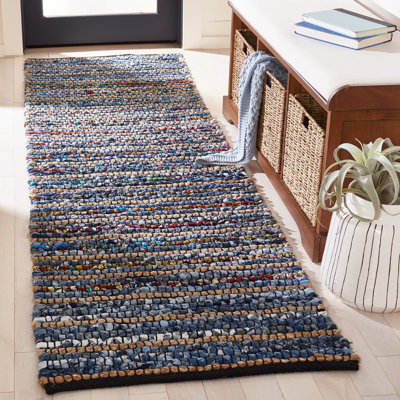 Deshong Hand Woven 0.7 Cotton 0.3 Jute Striped Rug
