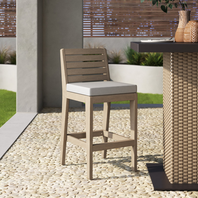 Ojai 40'' Acacia Outdoor Bar Stool with Cushion