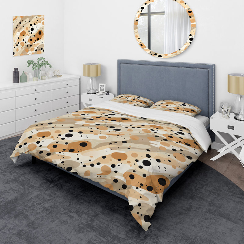 Beige Sphinx Spots I Duvet Cover, King Duvet Cover + 2 King Shams