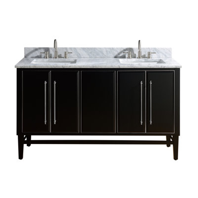 Mason 60" Double Bathroom Vanity with Carrara Marble Top