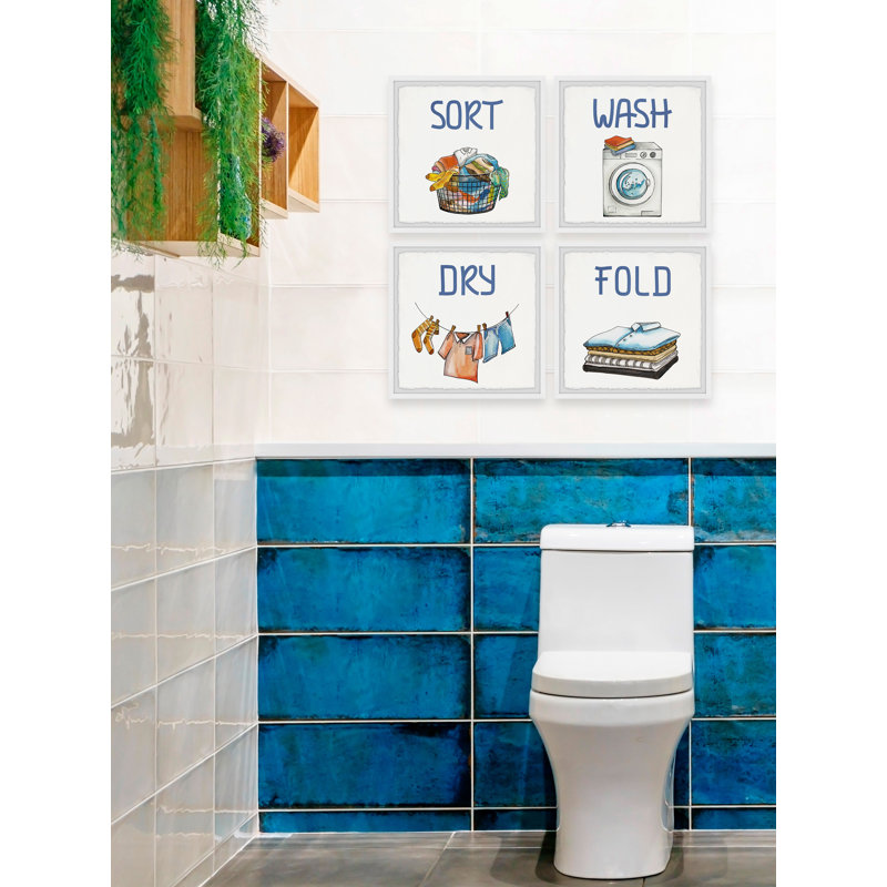 Traci Perfect Laundry by Marmont Hill - 4 Piece Single Picture Frame Print, 122cm H x 122cm W x 3.81cm D