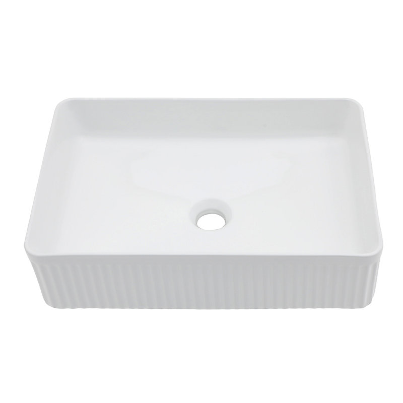 19.63"X13.69" White Ceramic Rectangular Vessel Bathroom Sink