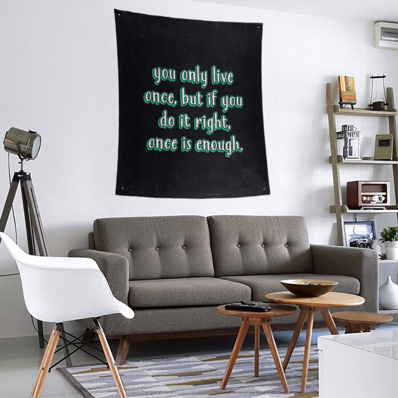 Polyester vous ne vivre qu’une fois tableau noir tapisserie, H 80 po x l 68 po, Vert