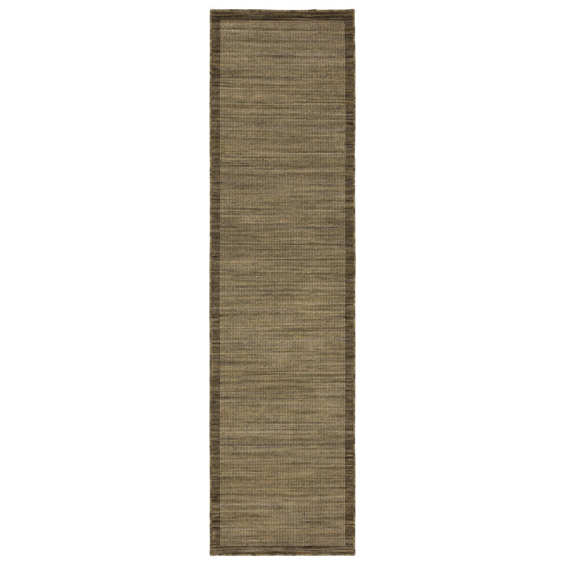 Tapis brun / brun clair en laine Weston, Brown/ Tan, Runner 2'6" x 10'