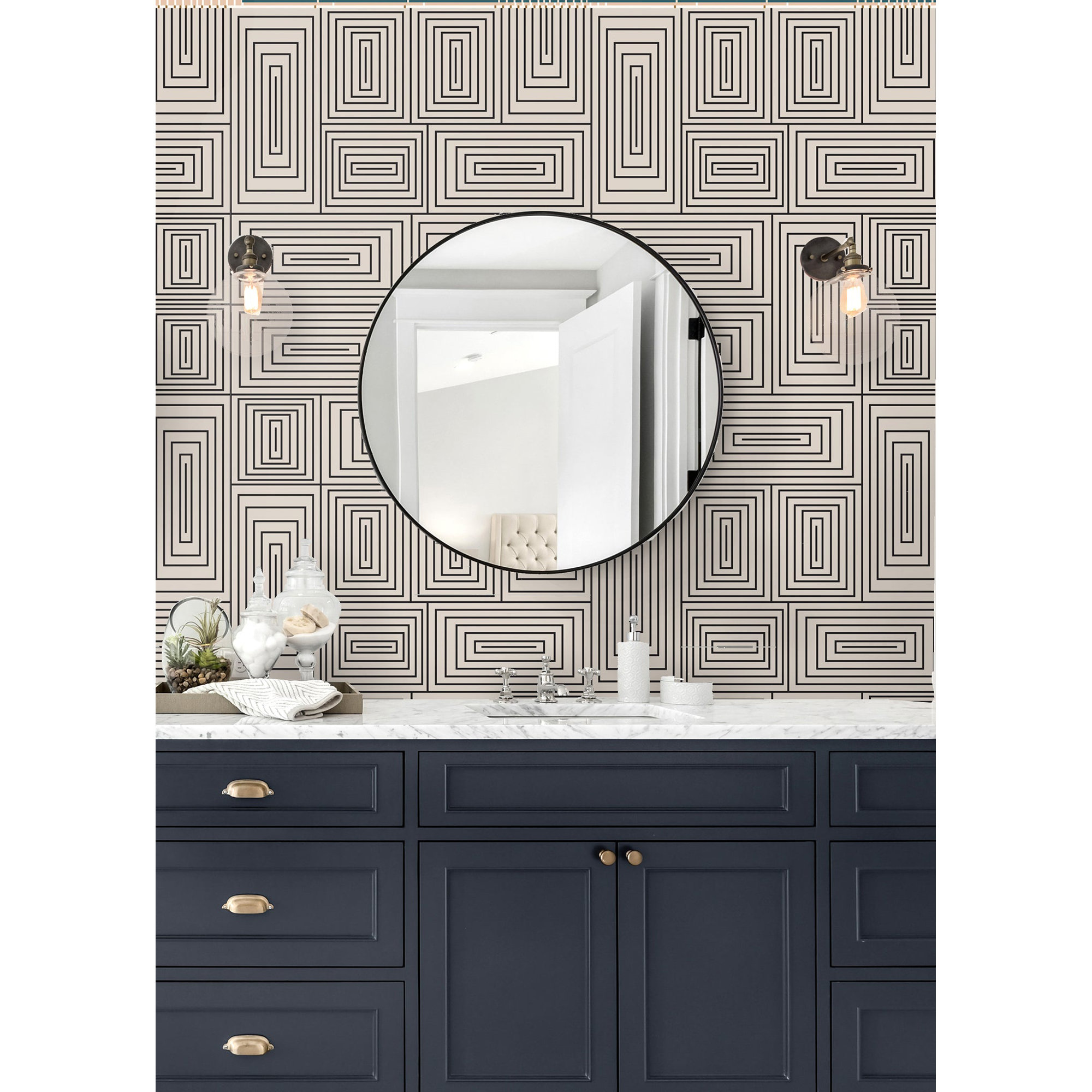 Nia Geometric Peel & Stick Wallpaper, Taupe, Self-adhesive