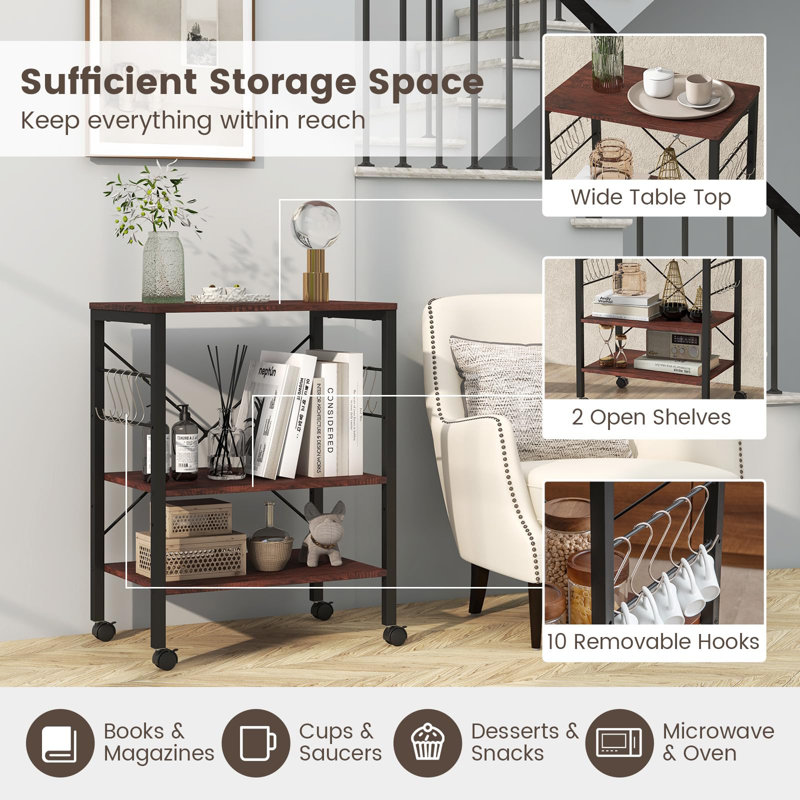 78cm H x 60cm W Utility Cart, Sandy Brown