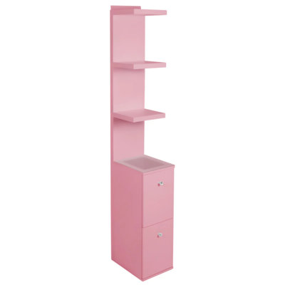 SlayStation Natalie Tall Column Shelves with Drawers, 3 Tier Vanity Display Shelves for Wall Storage