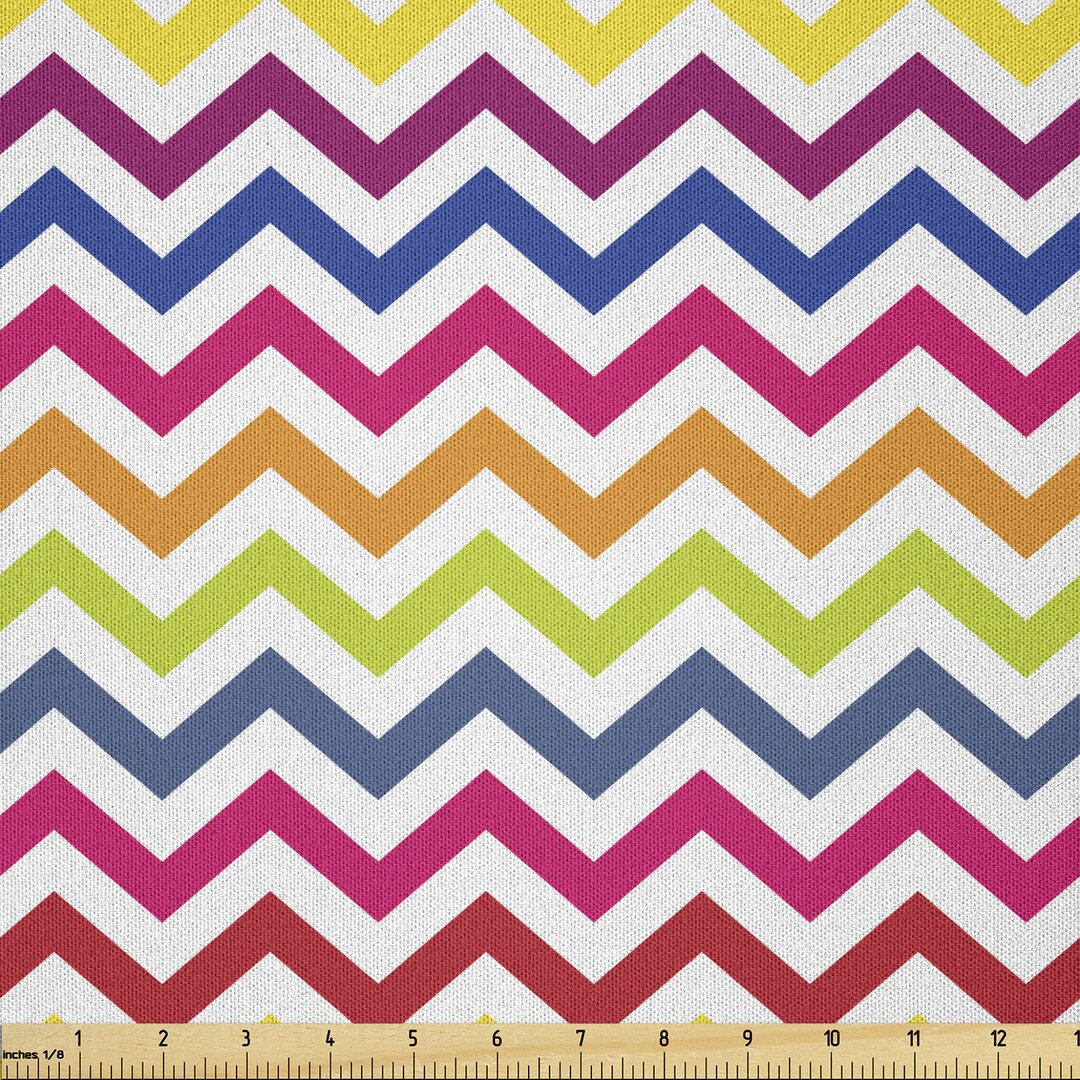 Stoff als Meterware, Regenbogen Chevron Fun, Bunt, Mehrfarbig