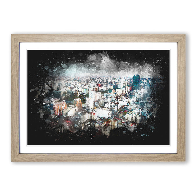 Buenos Aires Skyline in Argentina - Picture Frame Graphic Art Print, Oak Framed, 24cm H x 33cm W x 2cm D