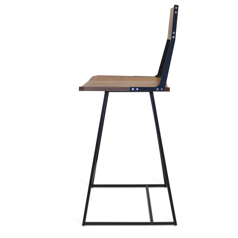Tabouret de bar et de comptoir en bois massif, Noir, Tabouret de comptoir (assise de 26 po de hauteur)