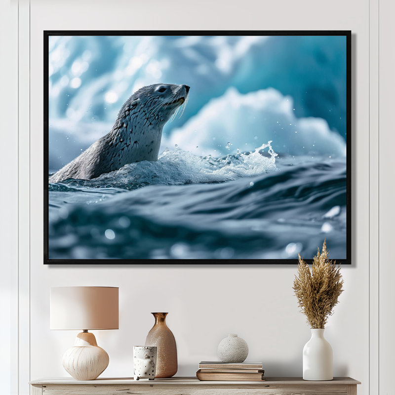 Resendez - Créatures marines, art mural, H 12 po x l 20 po x P 1 po, Toile avec cadre flottant noir