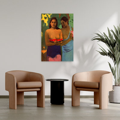 Deux Thaitiennes Classic Contemporary Spring Wall Art Print by Paul Gauguin - Wrapped Canvas Print