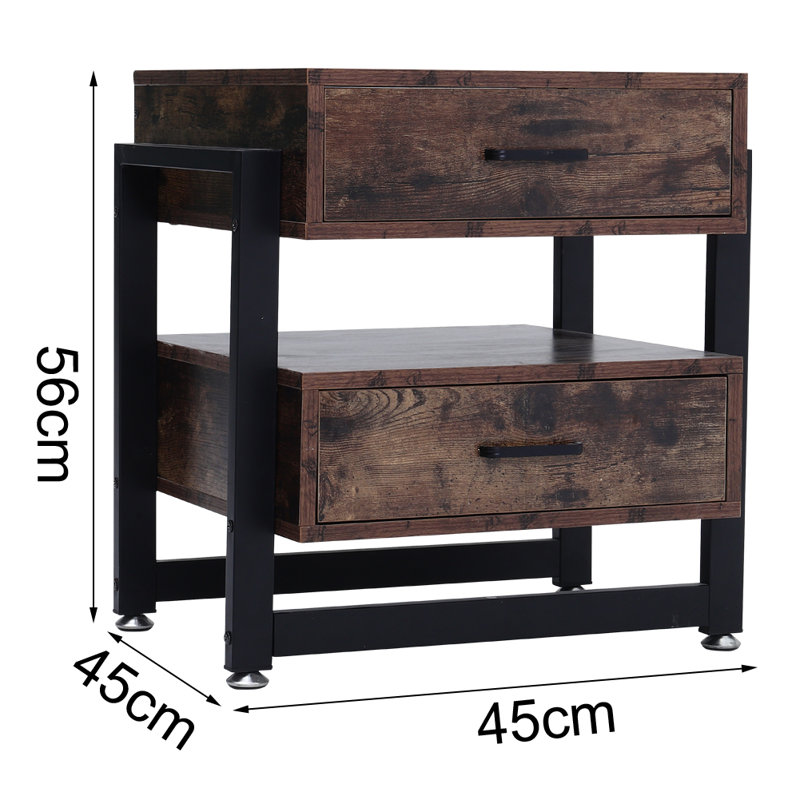 45cm W Metal Bedside Table