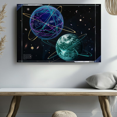Toile, une carte cosmique qui se déroule contre une étendue noire veloutée mouchetée avec des étoiles scintillantes et des éléments célestes vibrants