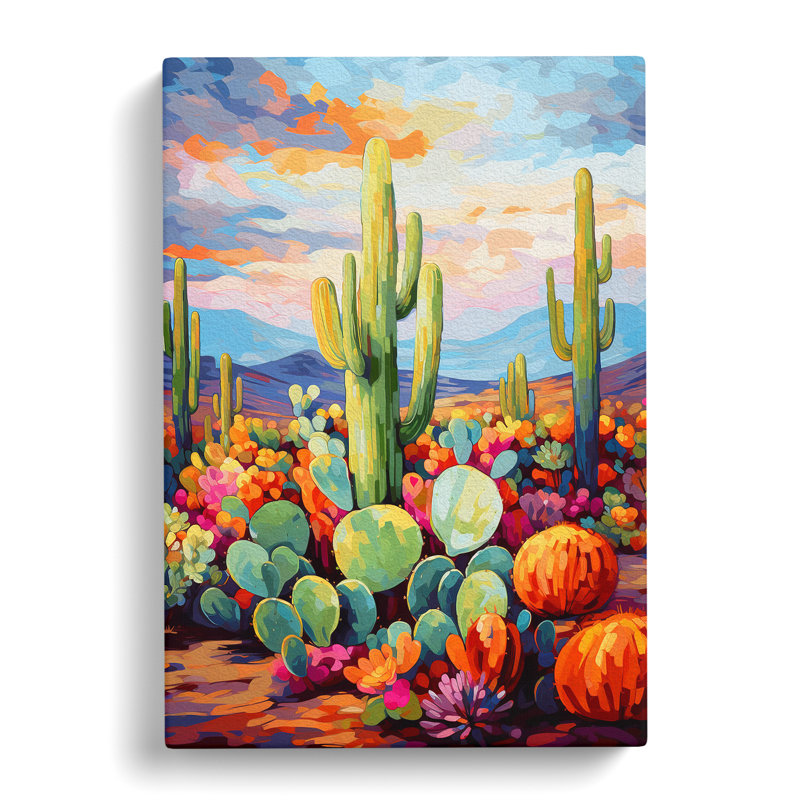 Cactus Impressionism - No Frame Print, 76cm H x 50cm W x 3cm D
