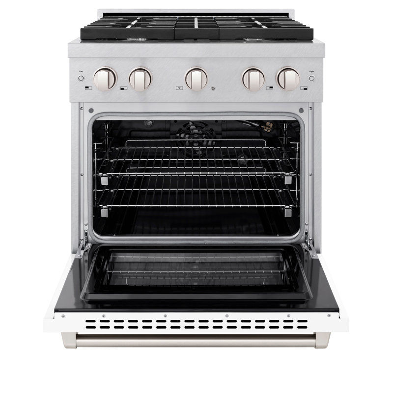 ZLINE 30 in. 4 Burner Gas Range in DuraSnow®, White