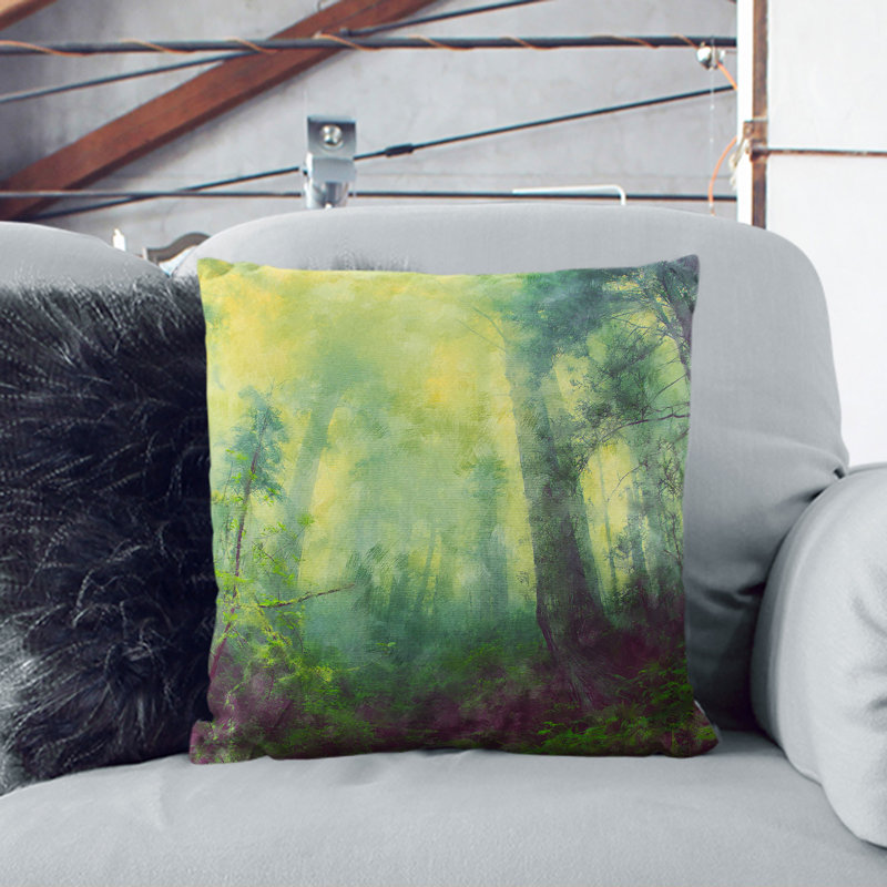 Green Forest Vol.8 Painting Square Throw Cushion, 55cm H x 55cm W x 20cm D, White