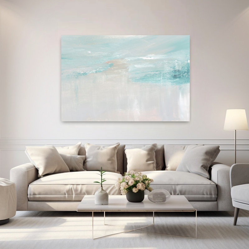 Art contemporain contemporain, paysage côtier minimaliste contemporain, H 40 po x l 60 po