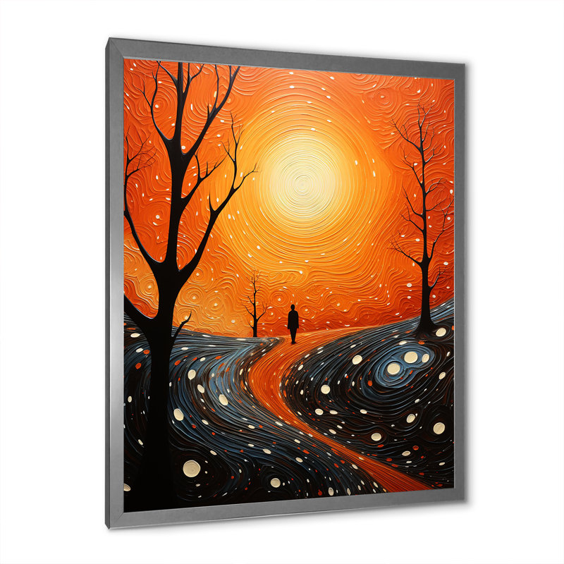 Orangeraie aérienne, pointillisme, salon, art mural, H 32 po x l 16 po x P 1 po, Cadre photo argenté