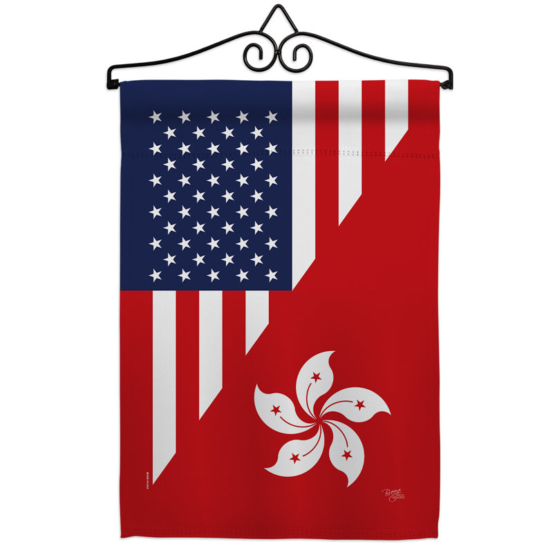 L’amitié d’american hong kong-impressions 2 faces décoratives de 18,5 po x 18,5 po ensemble de drapeaux en polyester