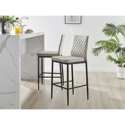 Kenesaw Luxury Breakfast Bar Stool in Quilted Design Velvet Leg - Modern Chic Kitchen