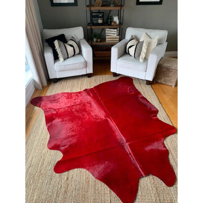 Cushing Dyed Red Cowhide Area Rug