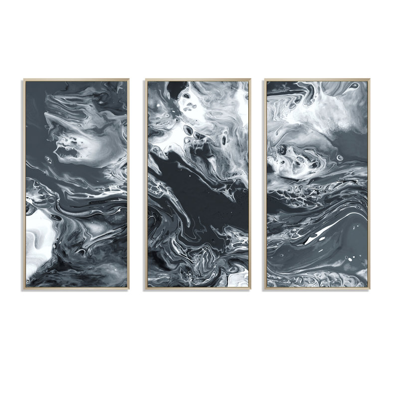 3 pièces, cadre flottant, impression sur toile, Cadre brun, L 48 po x H 32 po