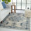 Tapis oriental en laine noué à la main taupe / gris / bleu Kamren