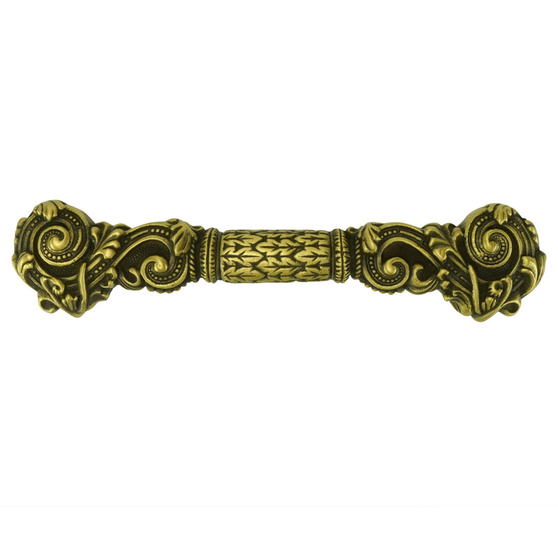 LION IN WINTER 3-1/2" CENTER TO CENTER PULL IN BURNISHED BRASS PLATE, Brushed Brass