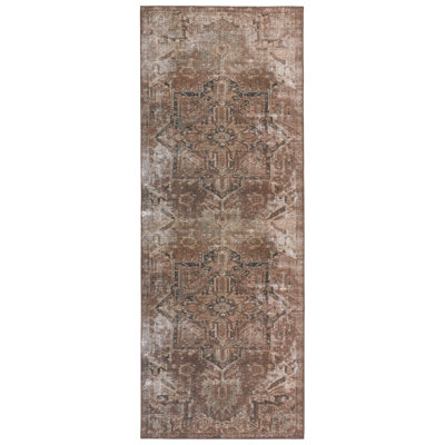 Machine Washable Minita Medallion Brown/ Tan Rug