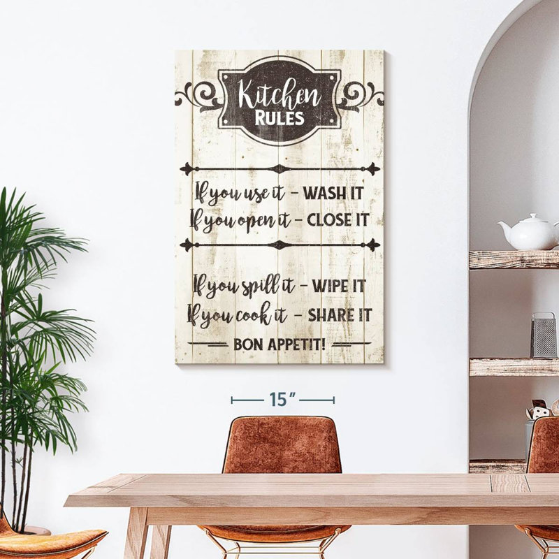 " Kitchen Rules Typography " by HomeyNotes Studio, 45" H x 30" W x 1.25" D
