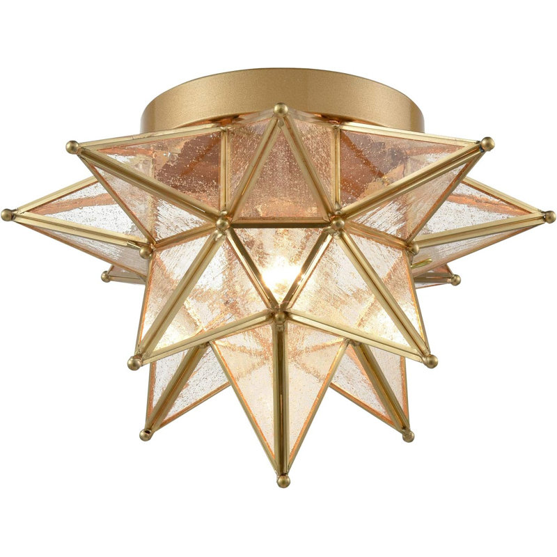 Modern  Moroccan Star Shaped Chandelier, Gold