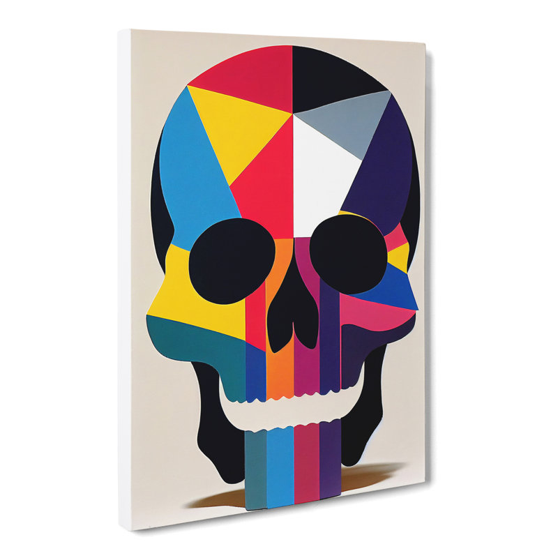 Skull Geometric - Wall Art, 50cm H x 35cm W x 3cm D, Unframed