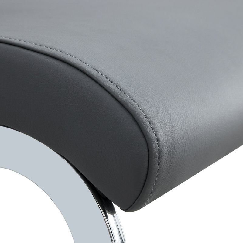 Dining Chairs With Backrest In Pu Artificial Leather And Linen, Grey, 4