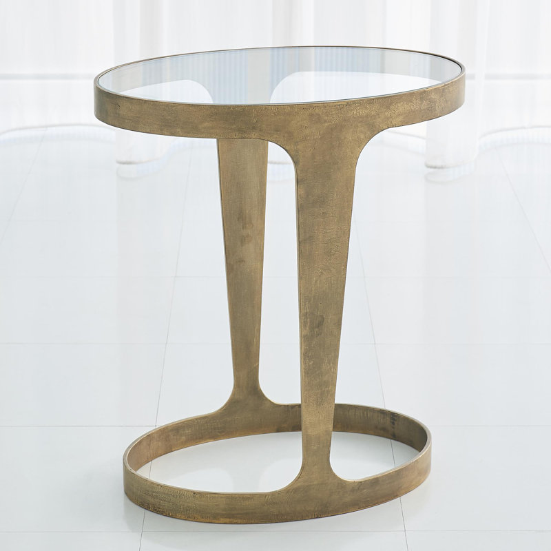 Oslo Glass Top End Table, Gold