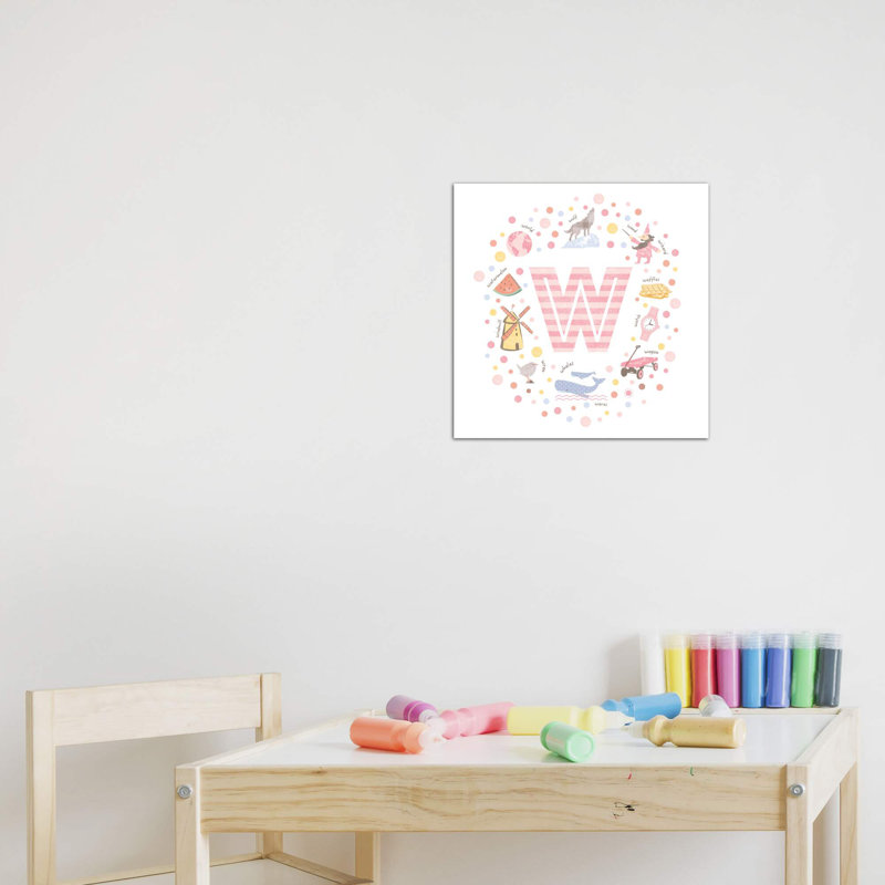 Lettre W - impression d'art graphique, Toile tendue, Pas de tapis, H 37 po x l 37 po x P 1,5 po