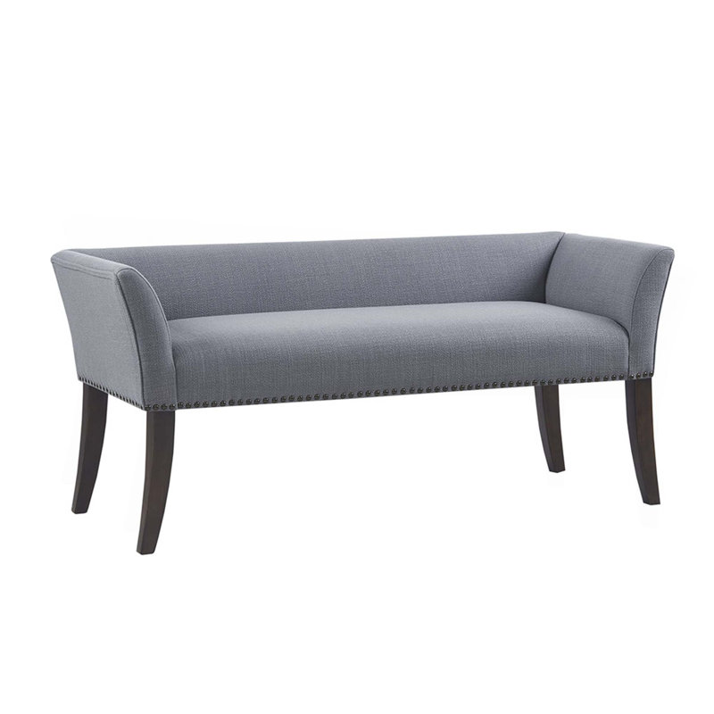 Dalice Upholstered Bench, Slate Blue, Black
