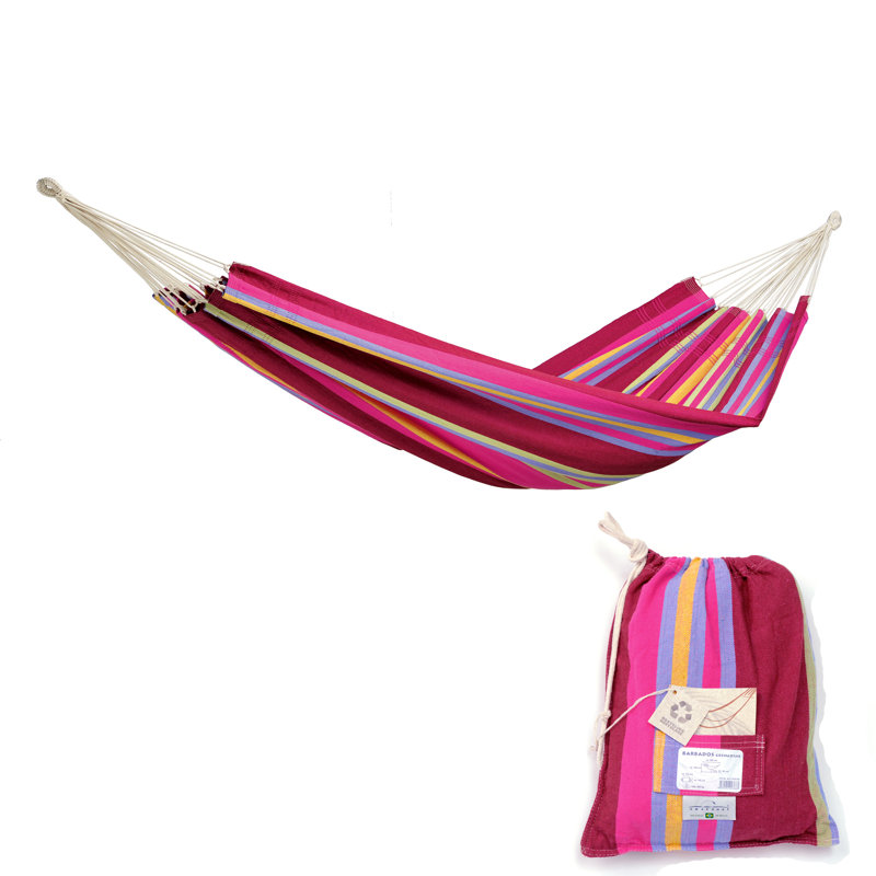 Barbados Double Hammock, 1cm H x 150cm W x 340cm D, Pink/Red