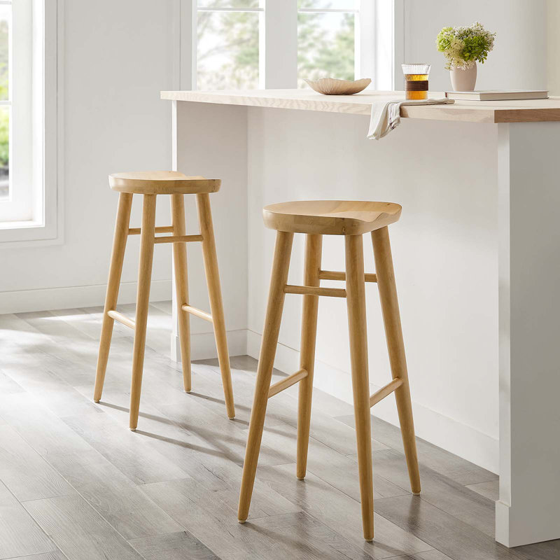 Tabouret en bois massif Modway Saville, Tabouret de bar (siège d'une hauteur de 32 po), Chêne
