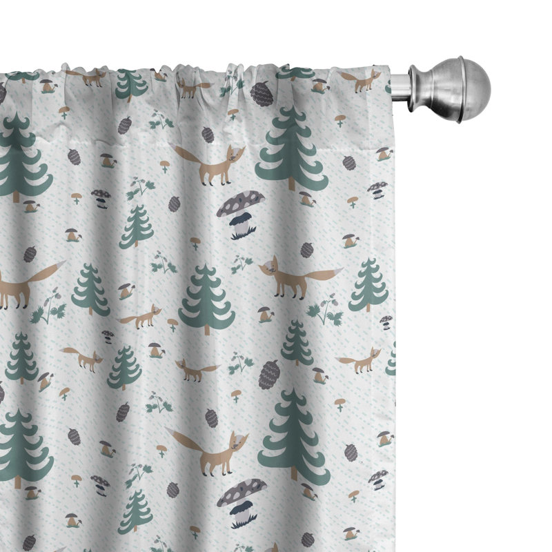 Forest Friends Semi-Sheer Rod Pocket Curtain Panels, 28" x 84"