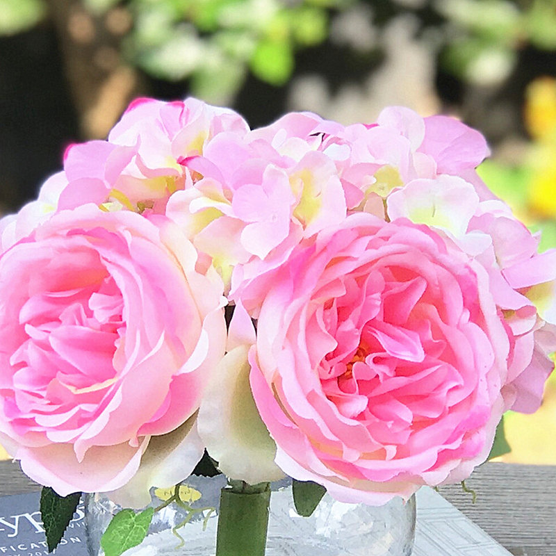 Silk Mixed Arrangement in Vase, Pink