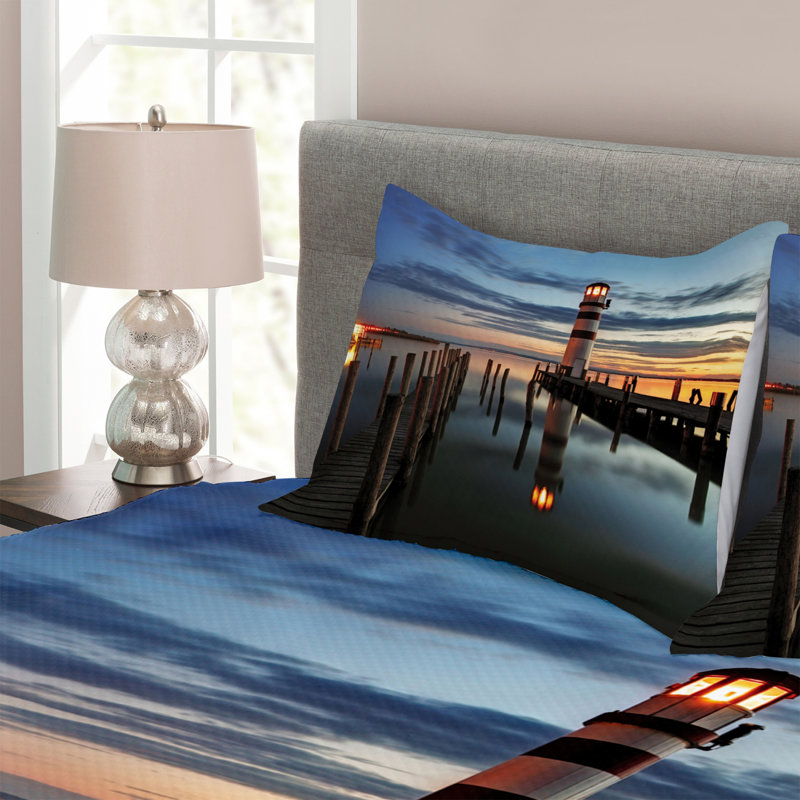Lighthouse Bedspread Set with Shams, 220 x 264 cm