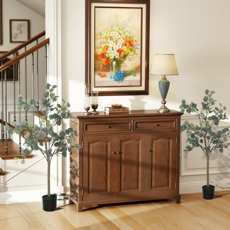 120cm Faux Eucalyptus Plant in Cement Pot