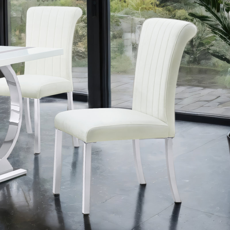 Chaises d'appoint rembourrées Stellas, Argent argent, Blanc