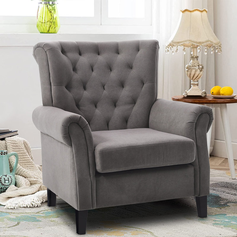 Brasel Velvet Armchair, Grey