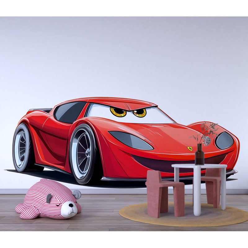 Mignonne caricature de Supercar, chambre d'enfant, décoration de voiture amusante 280Mv, H 16 po x l 9 po