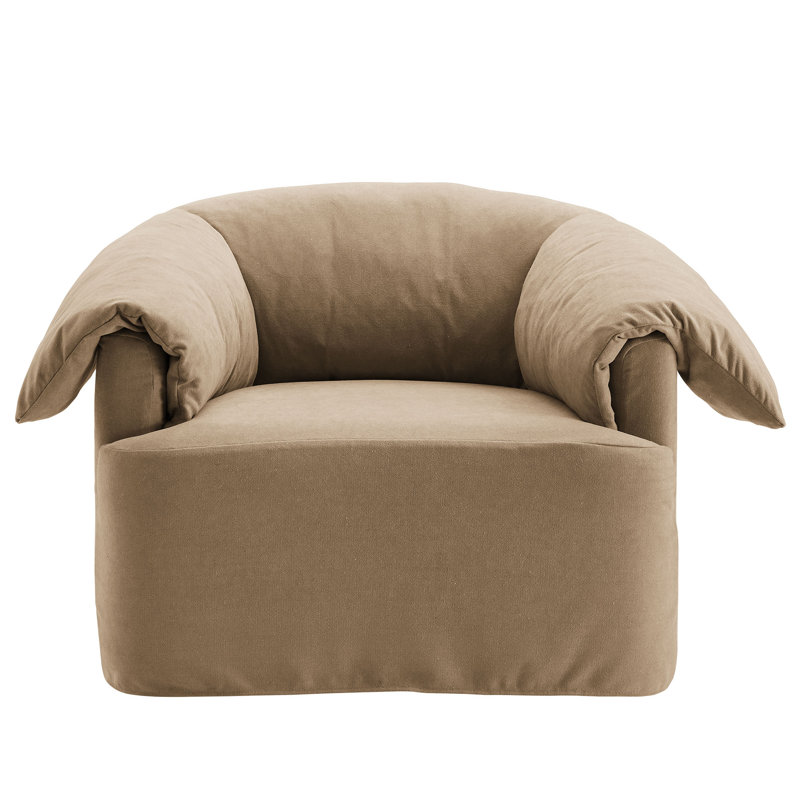 Fauteuil surdimensionné en tissu Lark, Tissu amande