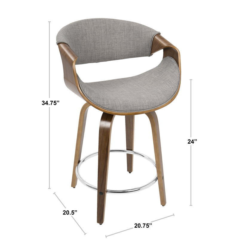Tabouret de bar rotatif 24 po Auburn, Gris clair