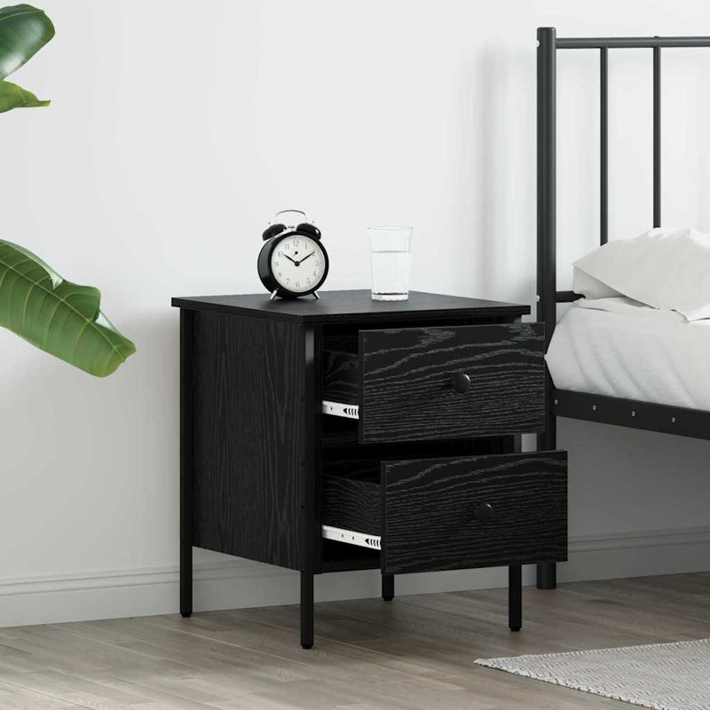 Bedside Cabinet With Drawer 40 X 42 X 50 Cm, Black Oak